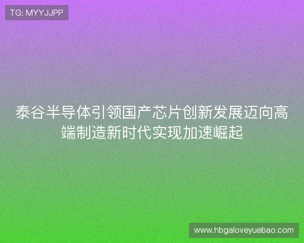 泰谷半导体引领国产芯片创新发展迈向高端制造新时代实现加速崛起 泰谷半导体引领国产芯片创新发展迈向高端制造新时代实现加速崛起